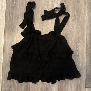 Altar'd State Black Ruffled Tie Front Camisole
